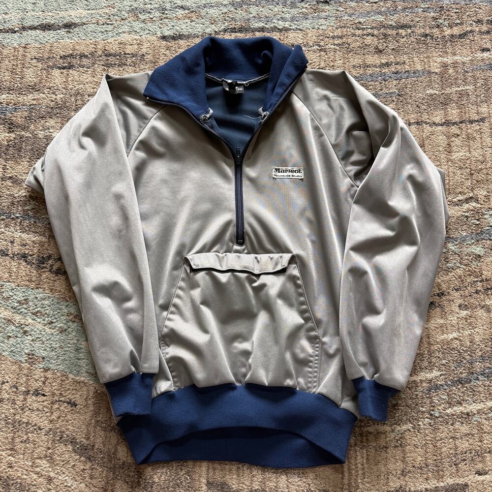 Vintage 80's Marmot Mountain Works Silver Blue Gore-Tex Pullover Jacket Sz Small